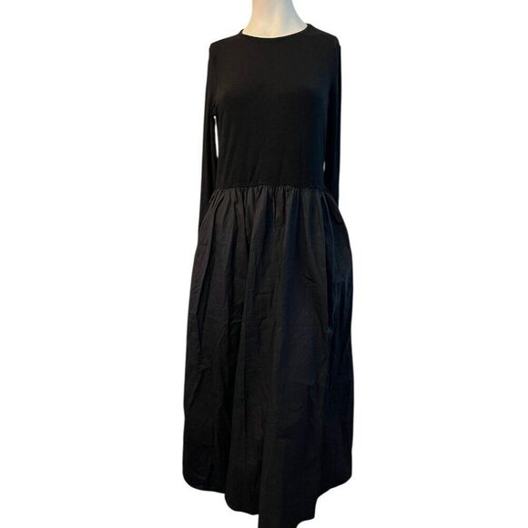 Commense XL Black Long Sleeve Midi Dress Pockets Modest Party NWT - Picture 1 of 6